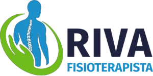 Logo dello studio Riva Fisioterapista a Romano di Lombardia con figura stilizzata della colonna vertebrale e mani di supporto