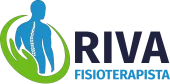 Logo dello studio Riva Fisioterapista a Romano di Lombardia con figura stilizzata della colonna vertebrale e mani di supporto